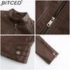 BITCED Women's Studded Leather Jacket Spring/Autumn Long-Sleeved Stand-Collar Fashion Jacket