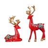 2Pcs Reindeer Figurines Artwork Deer Statues for Living Room Desktop Bedroom