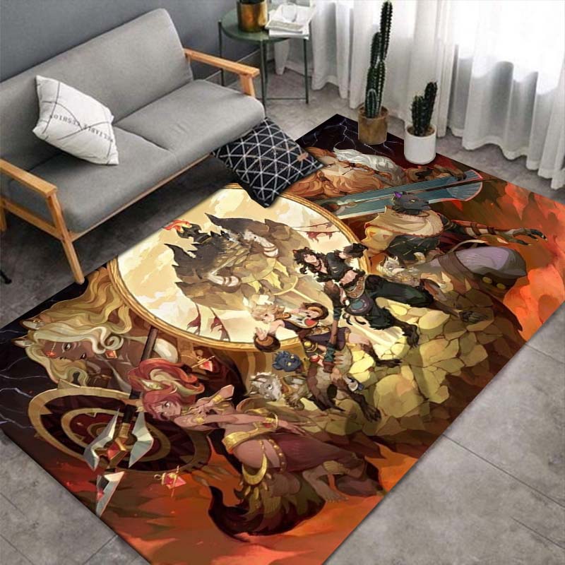 AFK Journey Game Characters Area Rug, Fantasy Anime Print Non-Slip Floor Carpet for Bedroom