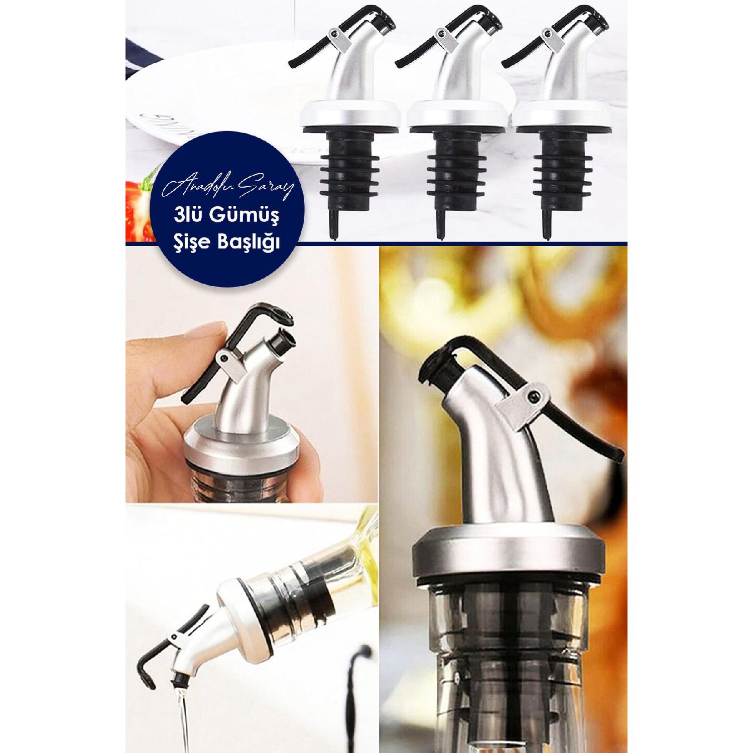 

Triple Silver Bottle Head Service Oil Can Apparatus | Oil Can Bottle Tip Service Apparatus Sauce Bowl Apparatus білий