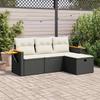 4 Piece Garden Sofa Set with Cushions Black Poly Rattan