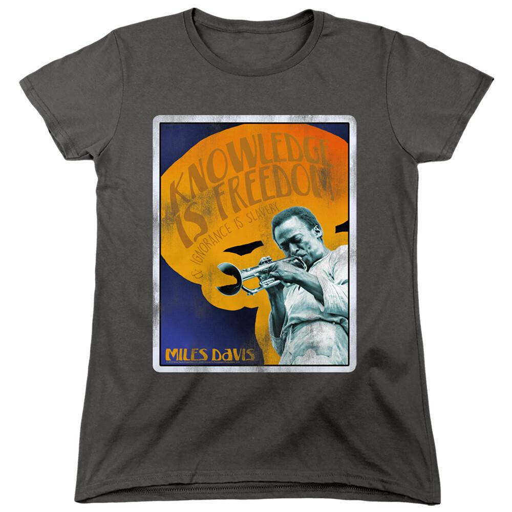 Miles Davis Womens T-Shirt Knowledge is Freedom Charcoal Tee Unisex T-Shirt XL