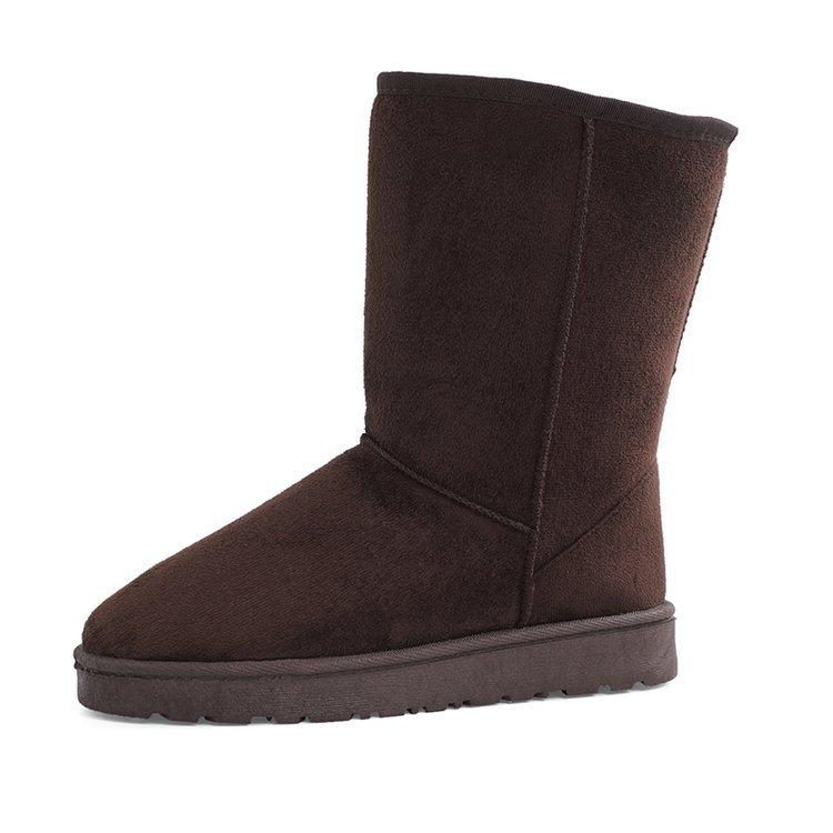 Damesko på salg Høy kvalitet Vinter Slip-on Midt på leggen Dame Støvletter Mote Ensfarget Casual Snøstøvler Stor Størrelse Plattformstøvler