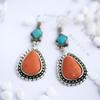 Huajie Retro Ethnic Style Pendant Earrings Colorful Inlaid Stone for Women Water Droplets Earrings  Trend