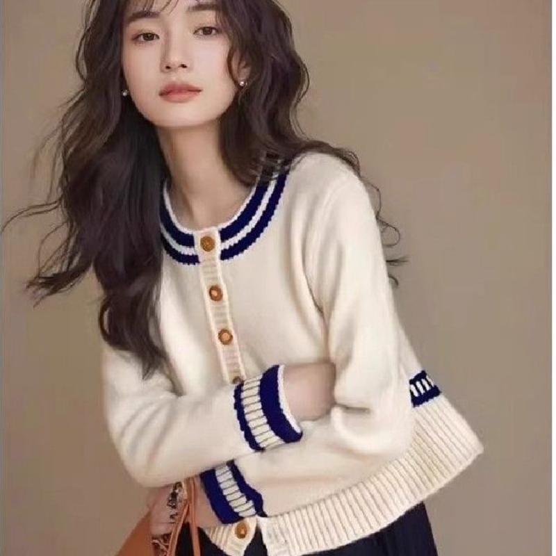 New Autumn Sweater Top for Women, Elegant Knitted Cardigan Jacket