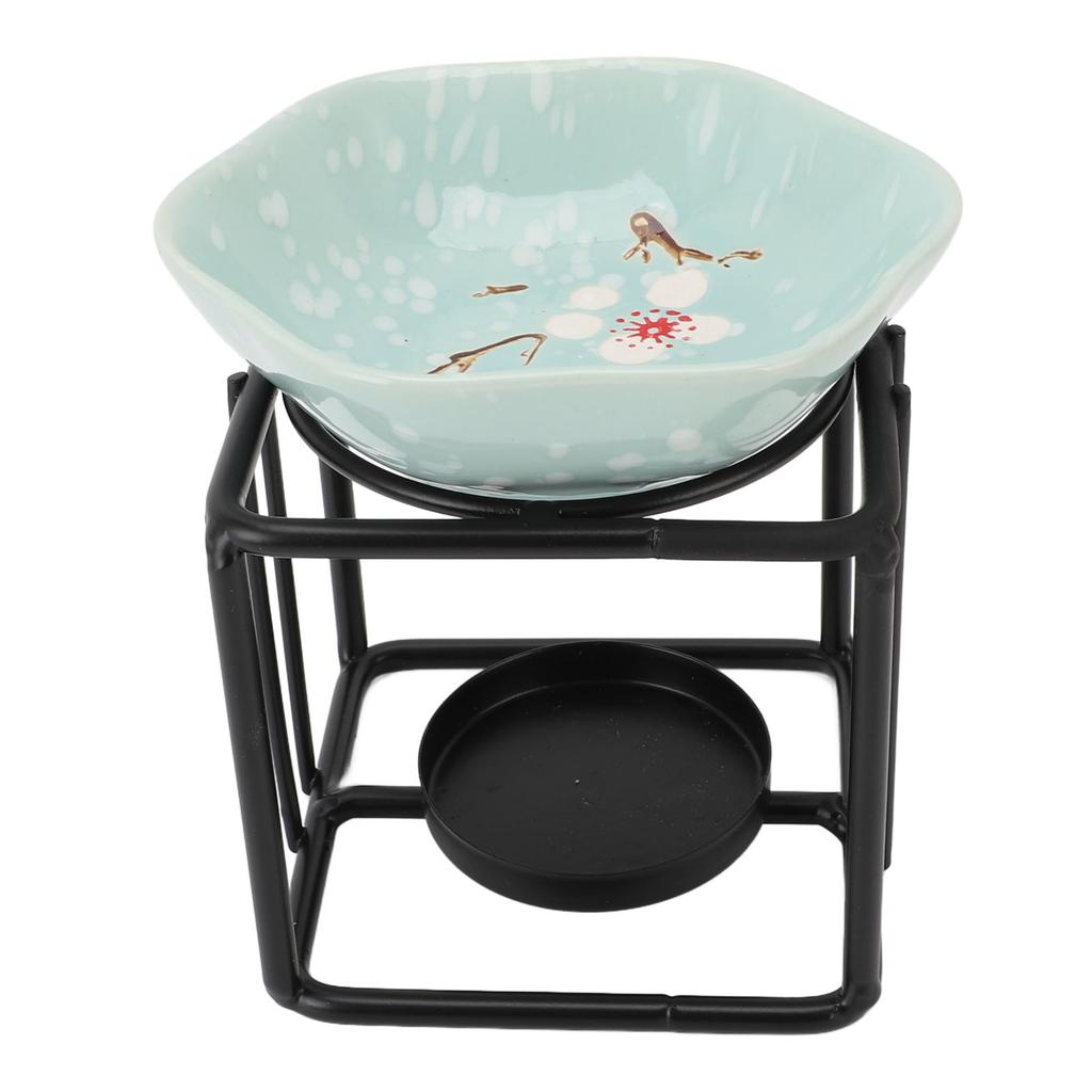 Kube Jernkunst Aromaterapi Brenner Sett Metall Eterisk Olje Brenner Keramisk Telysholder Olje