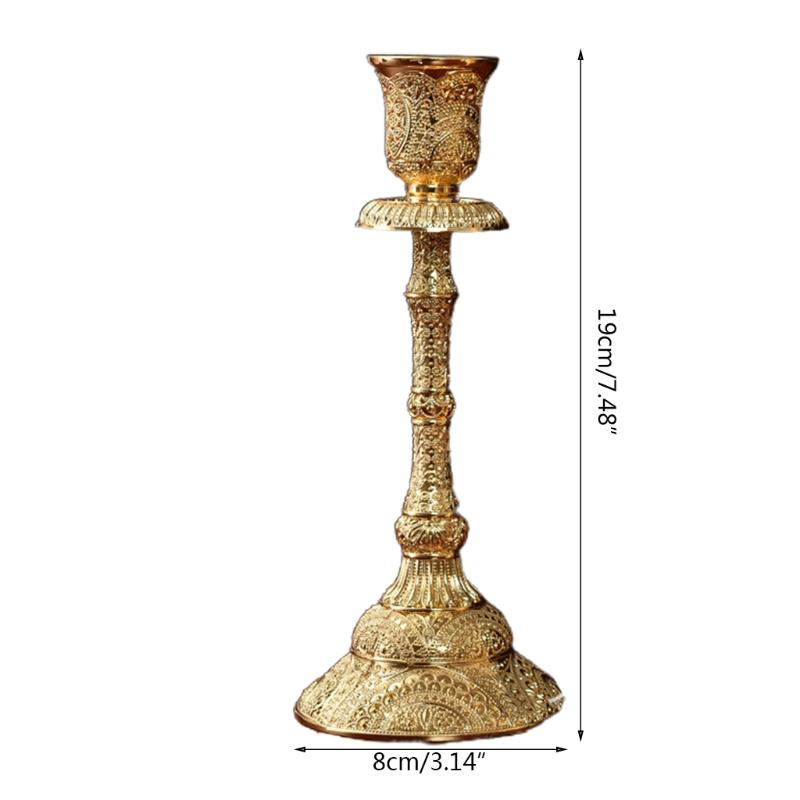 2 Pieces Metal Taper Holders Brass Pillar Candlestick for Home Decoration