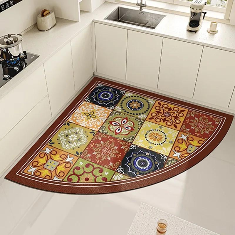 Kitchen Carpet Water-absorbing Quick-drying Floor Mat Anti-slip Foot Mats Fan-shaped Diatom Mud American Home Decoration Rug