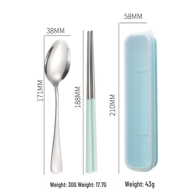 Stainless Steel Travel Cutlery Set: Fork, Spoon, Chopsticks with Portable Storage Box
