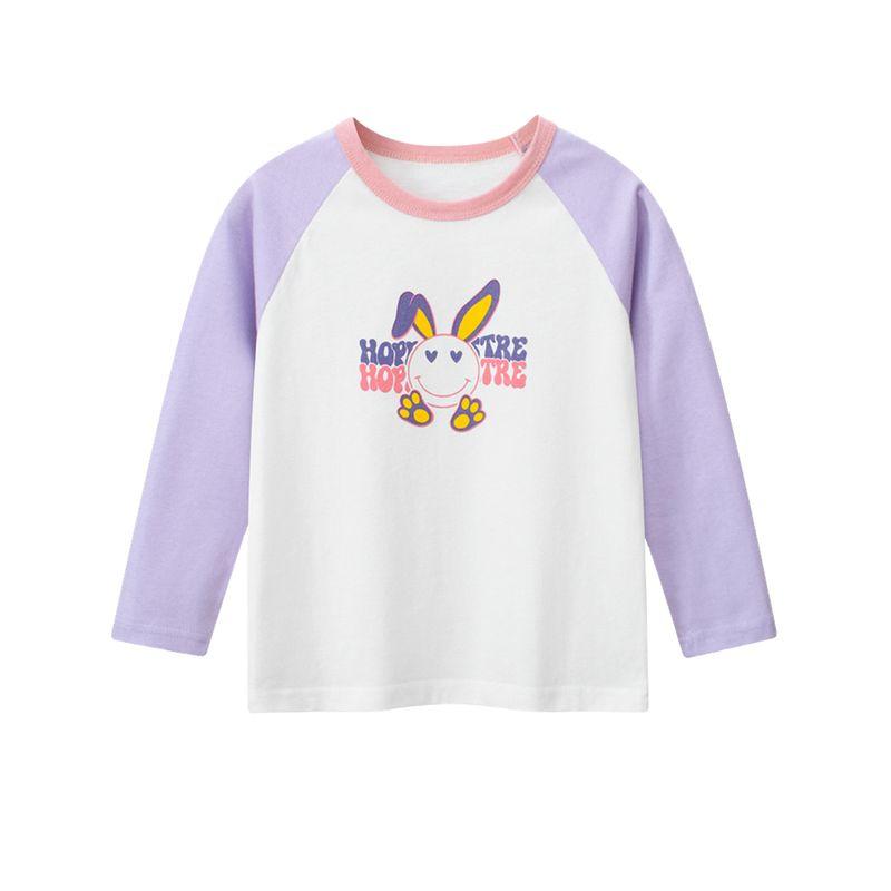 27home Children's Clothing Children's Long-Sleeved T-shirt Spring and Autumn Girl Bunny Clothes Baby Girl Cotton Base Shirt