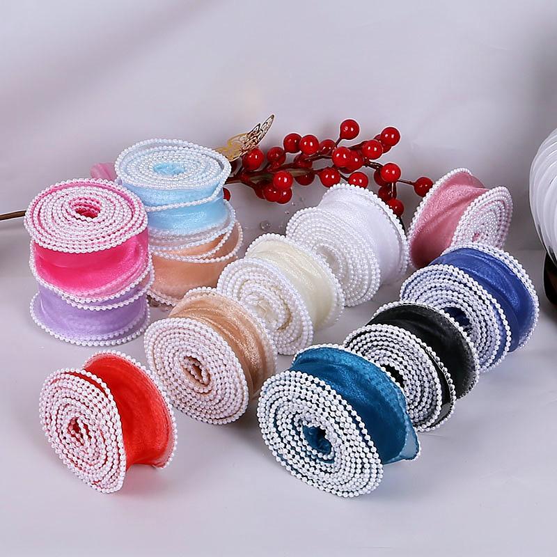 Pearl Fish‑Tail Tulle Ribbon, Decorative Tape for Flower Cake Gift Box Wrapping, Bow Making Handmade DIY Craft Material
