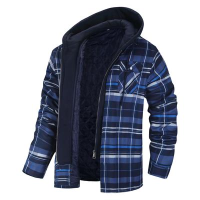 Winter Checkered Hooded Jacket Men Loose Thickened Cotton Windproof Jacket Warm Comfort Outdoor Multiple Colors Casual Clothes