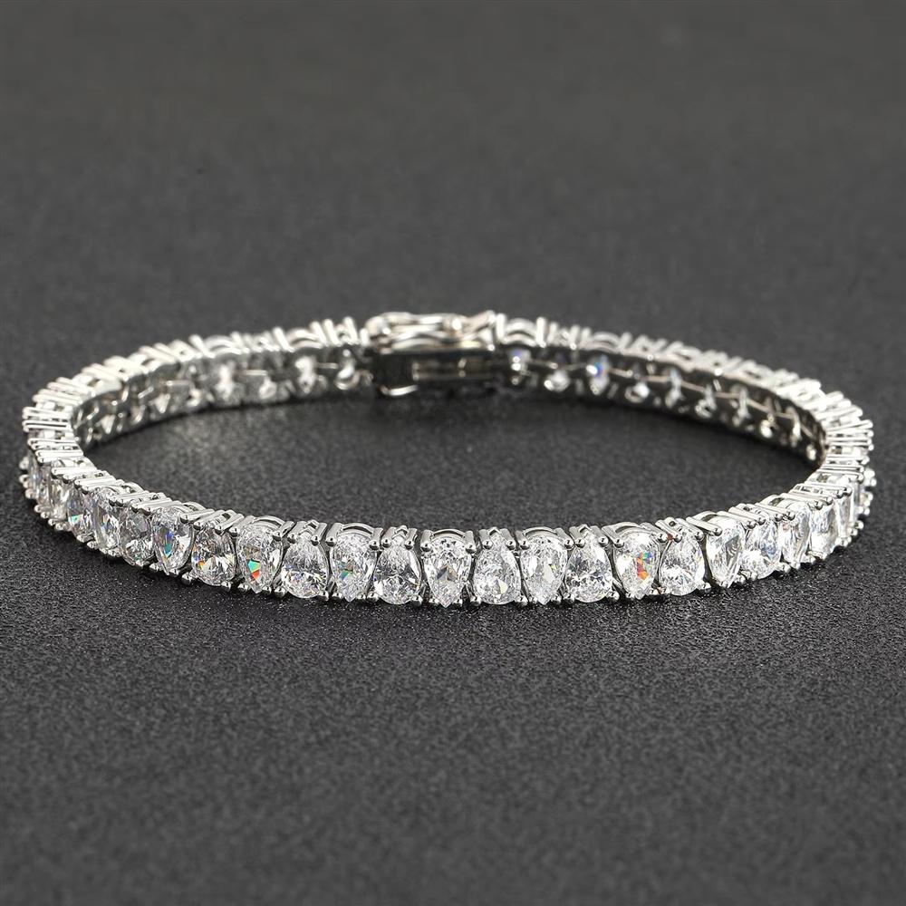 Cat Eye Oval Tennis Bracelet 6mm White Zircon Micro Pave Hip Hop Jewelry Mysterious Gaze Chain for Men Women