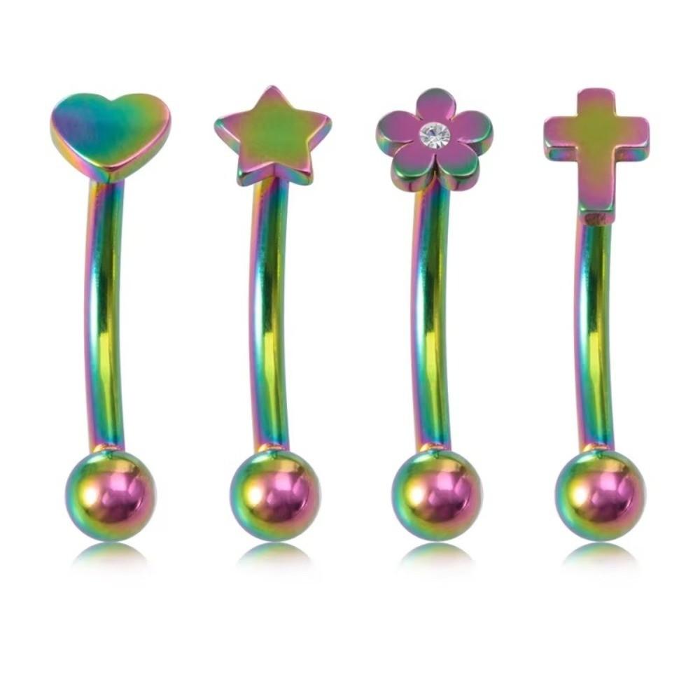 Star Curved Eyebrow Sticks Stainless Steel Punk Body Jewelry All-gender