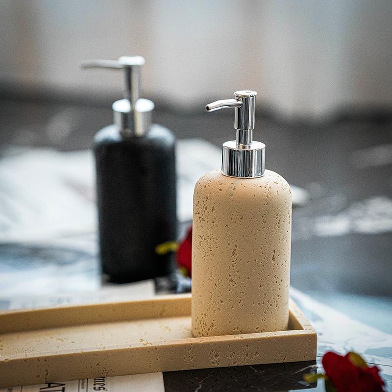 Höhlenstein-Emulsionsflasche Shampoo Handdesinfektionsmittel Luxuriöses Duschgel-Flasche Druckflasche Hotel Badezimmer Dekoration Seifenspender
