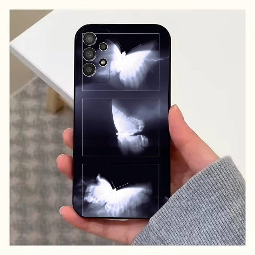 Ins Retro Butterfly Case For Samsung S22,S25,S24,S23,Ultra,FE,S20,S10,Plus,S21,S9,Lite,Soft Silicone Black