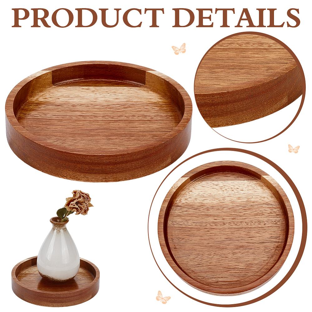 1pc Wood Serving Trays Saddle Brown 150x25mm Inner Diameter: 136mm