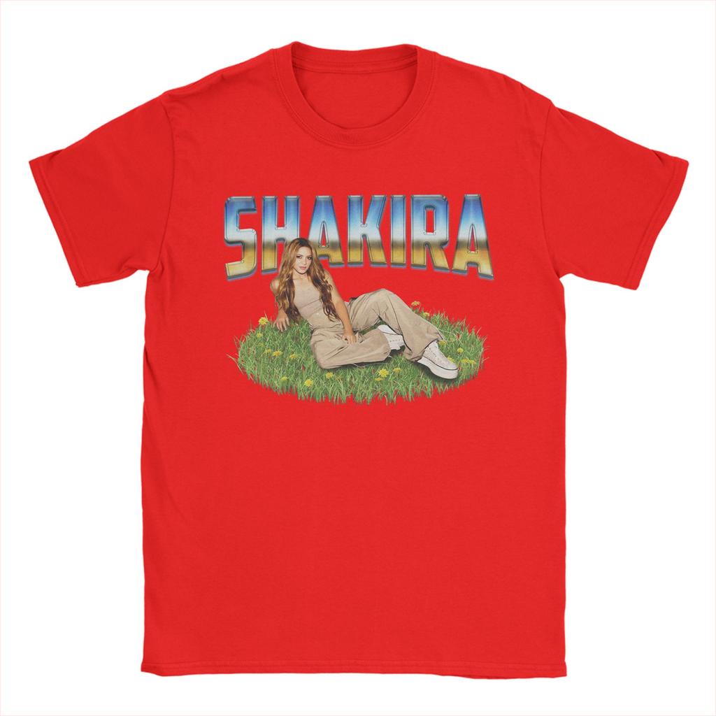 Vintage Singer Shakira TShirts for Unisex Round Collar Pure Cotton T Shirts Short Sleeve Tees Big Size Clothes