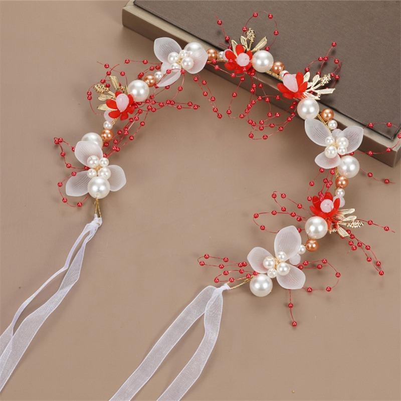 Elegant Girls Headband Imitated Pearl Hair Headdress Baby GirlsFlower Wreath Bride Garland Head Hoop Wedding Headbands Hair