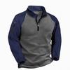 Tactical Fleece Jacket for Men Warm Stand-Up Collar Pullover Two-Tone Zip-Up Sweatshirt Outerwear