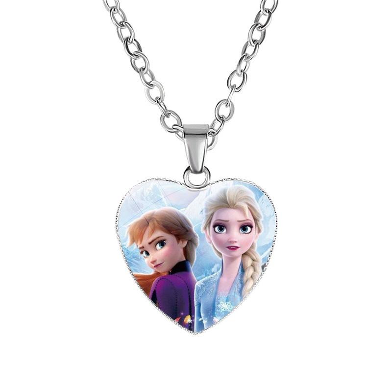 Collana Principessa Disney Frozen Bambini Anime Figure Principessa Elsa Anna Ciondolo Amore Gioielli Accessori Regalo Compleanno Bambini