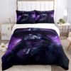 3pcs Purple Wizard Hat Home Bedding Set-Universal Three-Piece Suit for Bedroom, Guest Room, Living Room, Hotel-Perfect Holiday Gift for Fans