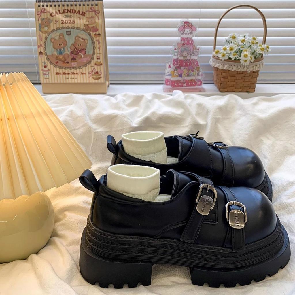 Thick-soled heightening love small leather shoes women's 2025 autumn new retro small commuter Mary Jane love single shoes