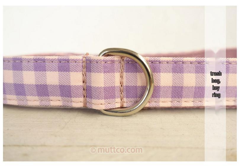 MUTTCO DIY Soft Purple Plaid Dog Collar & Leash Set UDL-101