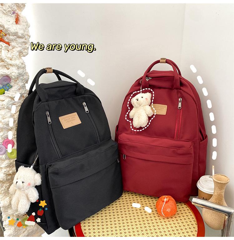 Schoolbag female Korean version ulzzang college style small fresh cute drawstring hairball soft girl student transparent backpack