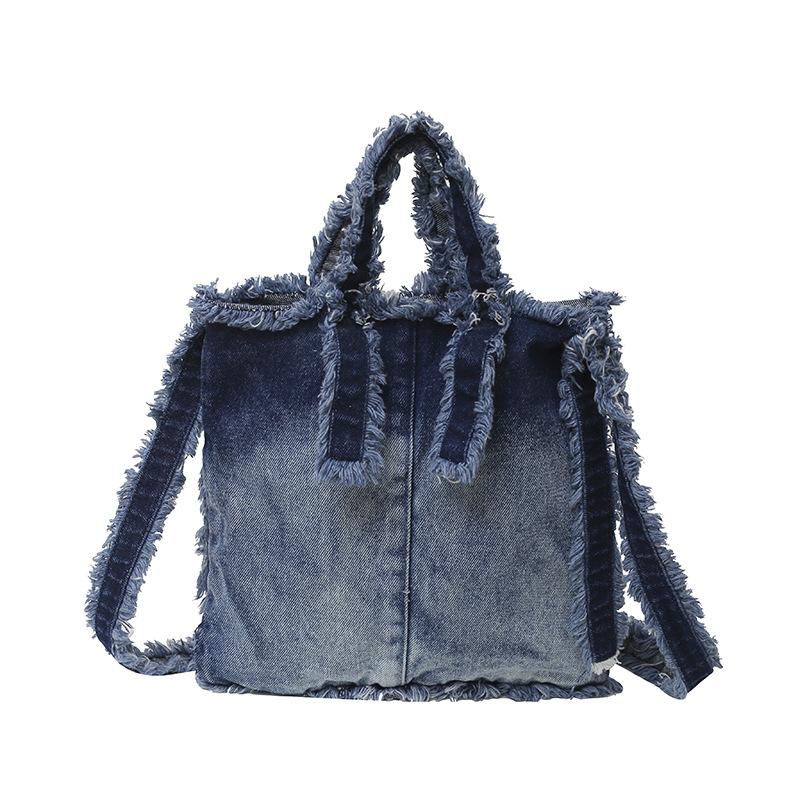 

Summer canvas bag women 2025 new lazy wind gradual change color shoulder large capacity casual versatile messenger bucket bag