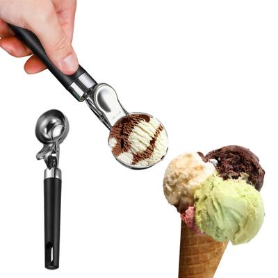 Tetikli Paslanmaz Çelik Dondurma Kepçesi Kolay Temizlenir Yapışmaz Zahmetsiz Saplı Kurabiye Kepçesi Dondurma Gelato Smoothie Meyve