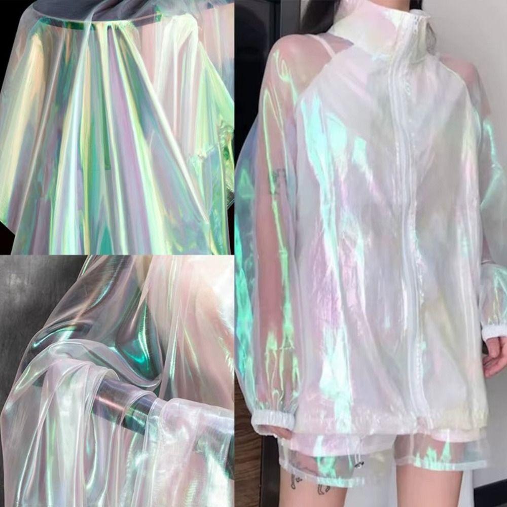 Shiny Laser Tulle Transparent Organza Dresses Fabric Handmade Materials Organza Fabrics  Stage