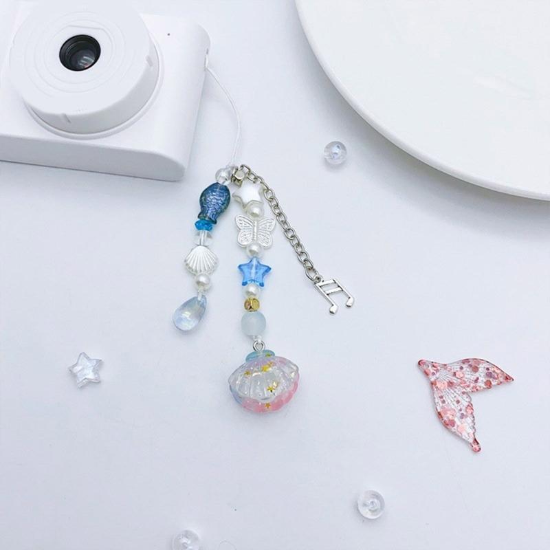 Handmade Beaded Phone Lanyard Star Shape Pendant Strap Detachable Phone Chains Keyring Portable Accessory for Women