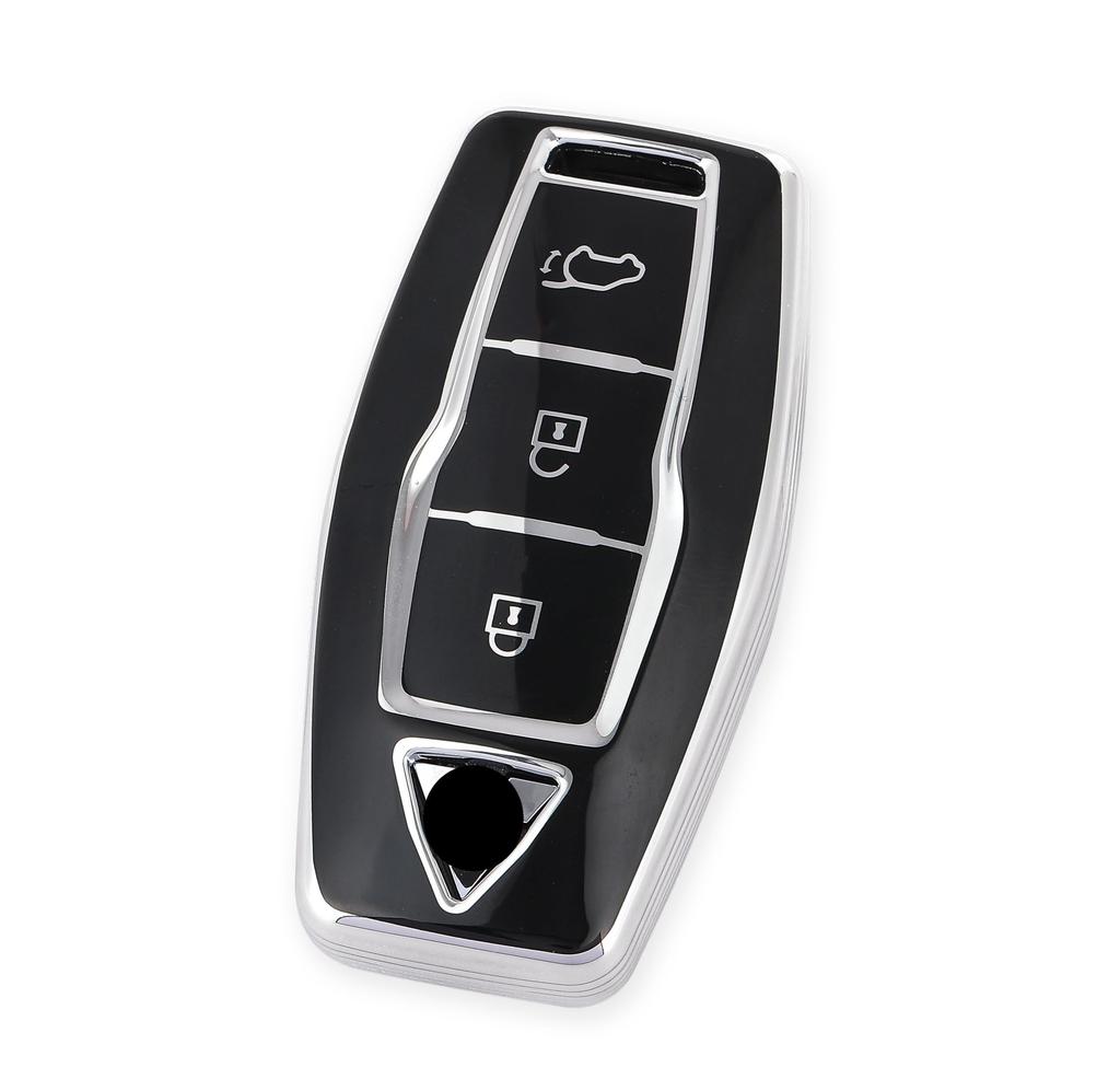 ZANEKO Neue Outlander Schlüsseltasche Kompatibel mit Mitsubishi New Outlander PHEV GN0W Schlüsselabdeckung Outlander Smart Key Case, silber schwarz