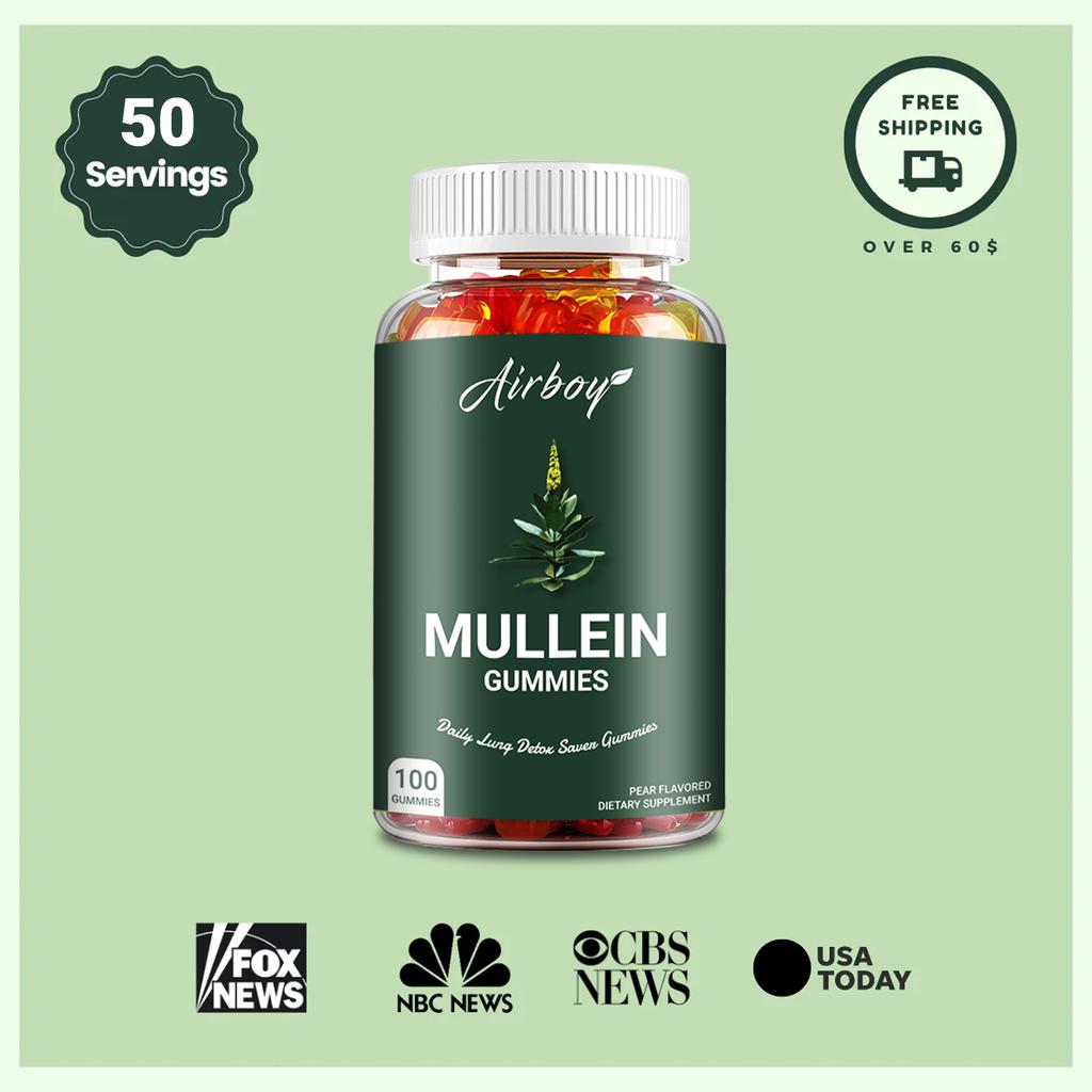 Mullein gummies met hoge potentie, heilzaam voor de longgezondheid; toortsbladextract voor longreiniging; geschikt voor volwassenen.