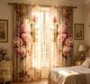 2PCS Digital Printed Curtains with Rose Manor Design, Stylish Window Drapes for Living Room Bedroom Home Decoration and Kitchen
