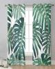 Green Turtle Tropical Plant Palm Leave Sheer Curtains for Living Room Decoration Window Curtains Kitchen Tulle Voile Curtains