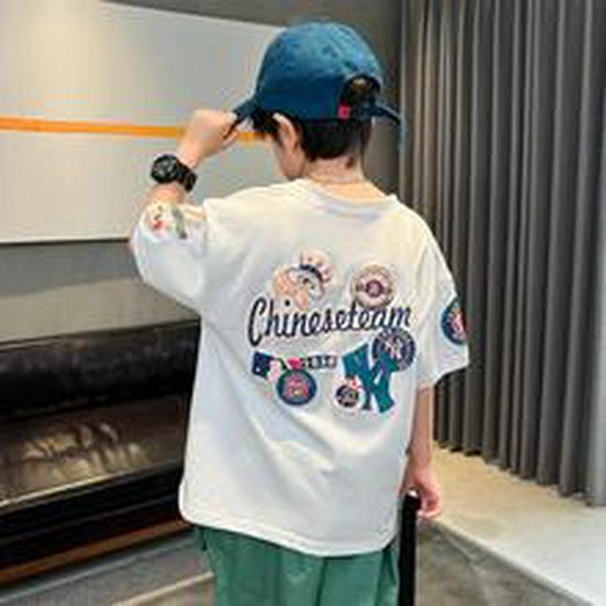 Girls' Mid-Length Summer Dress: Trendy Loose Fit Top and T-Shirt Skirt Combo for Kids