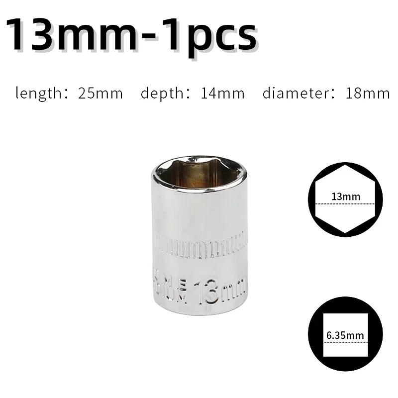 1-Piece 1/4 Drive Inch Metric Ratchet Wrench Socket Head Sleeve Double End 4 5 6 7 8 9 10 11 12 13 14mm Hand Tools