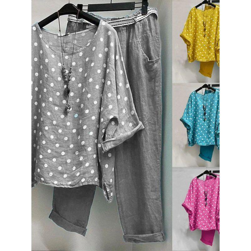 

Printed Top and Pants Two-Piece Sets Women Print Top Pants Two-piece Set Hot Pink M