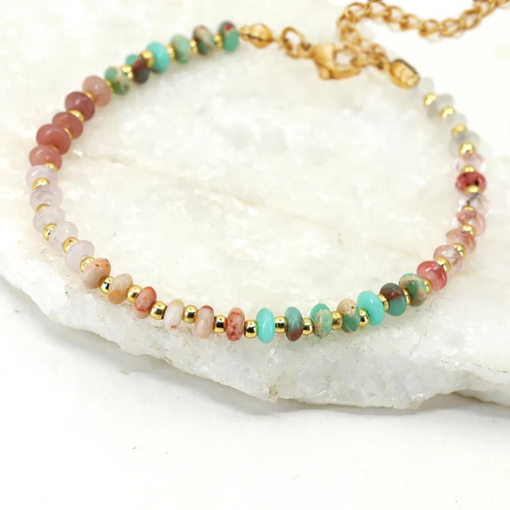 

Vlen Boho Beaded Bracelets for Women Colorful Natural Stone Stackable Bracelets Jewelry for Summer Beach Vacation Daily Wear
