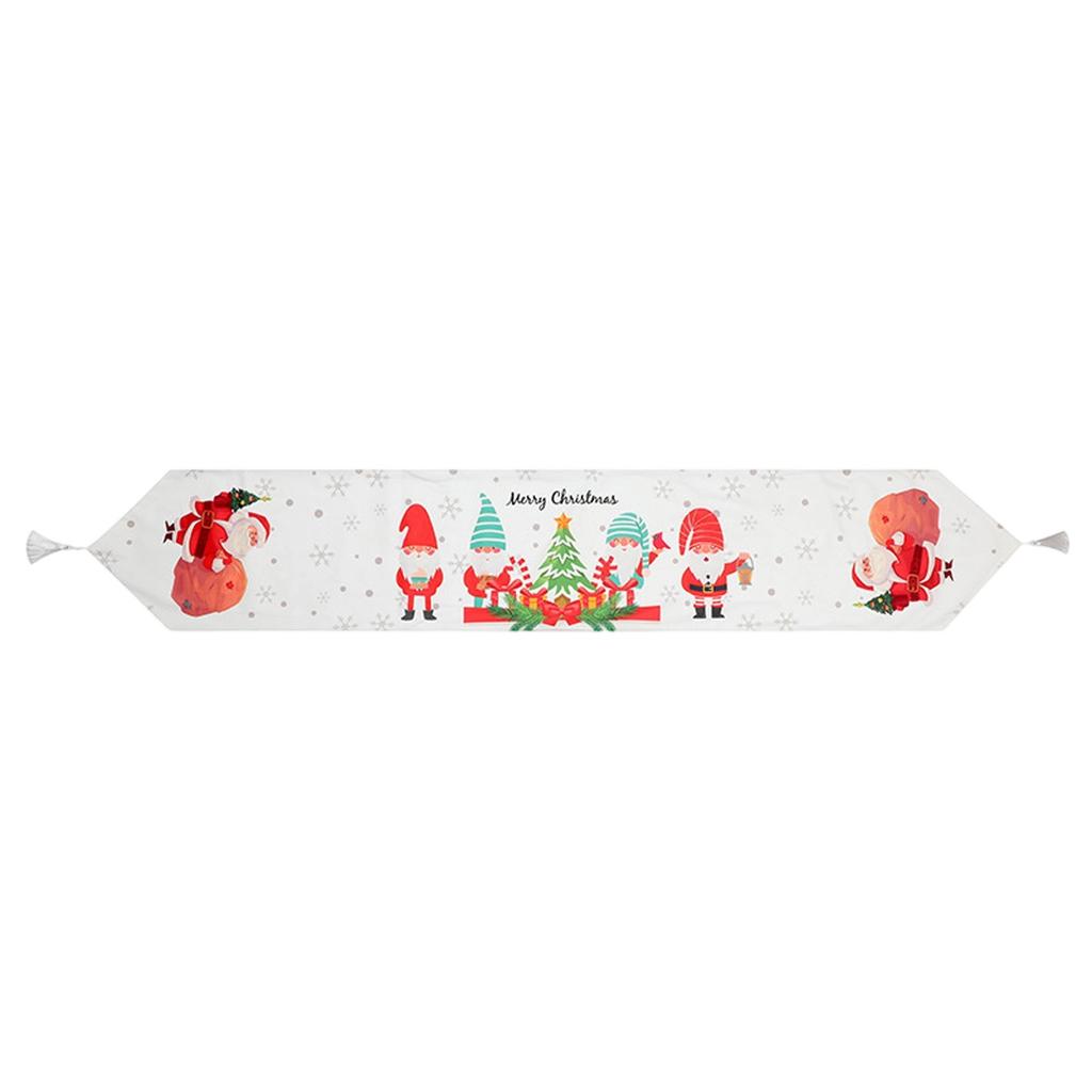 Super Soft Digital Printed Tassel Table Runner Christmas Style Festive Atmosphere Christmas Printed Table Runner