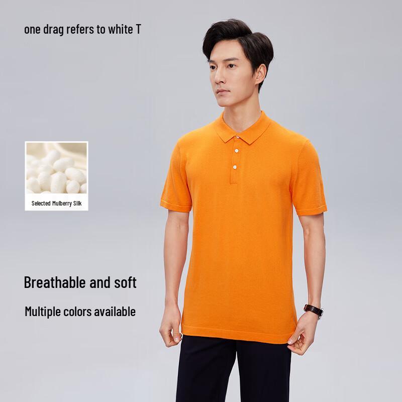 Men s Cotton Silk Blend Short Sleeve Polo Shirt 4XL