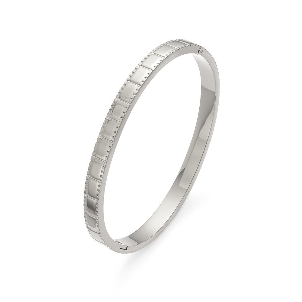 Exquisite Titanium Stainless Steel Bracelet with Irregular Inlaid Rhinestones - Starry Electroplated Design