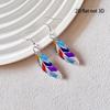1 Paio Moda Serie Viola Rete dei Sogni con Piume Orecchini in Zirconia Cubica per Donne Gioielli di Lusso Regali di Matrimonio