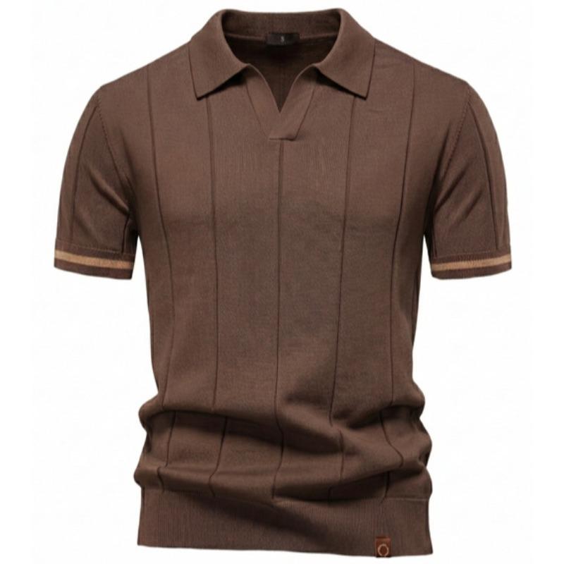 Men's Knitted Polo Shirt, Business Casual Short Sleeve Turn-Down Collar Polo Top Short Sleeve Turn-Down Collar Sweater Polo Tee for Spring Summer