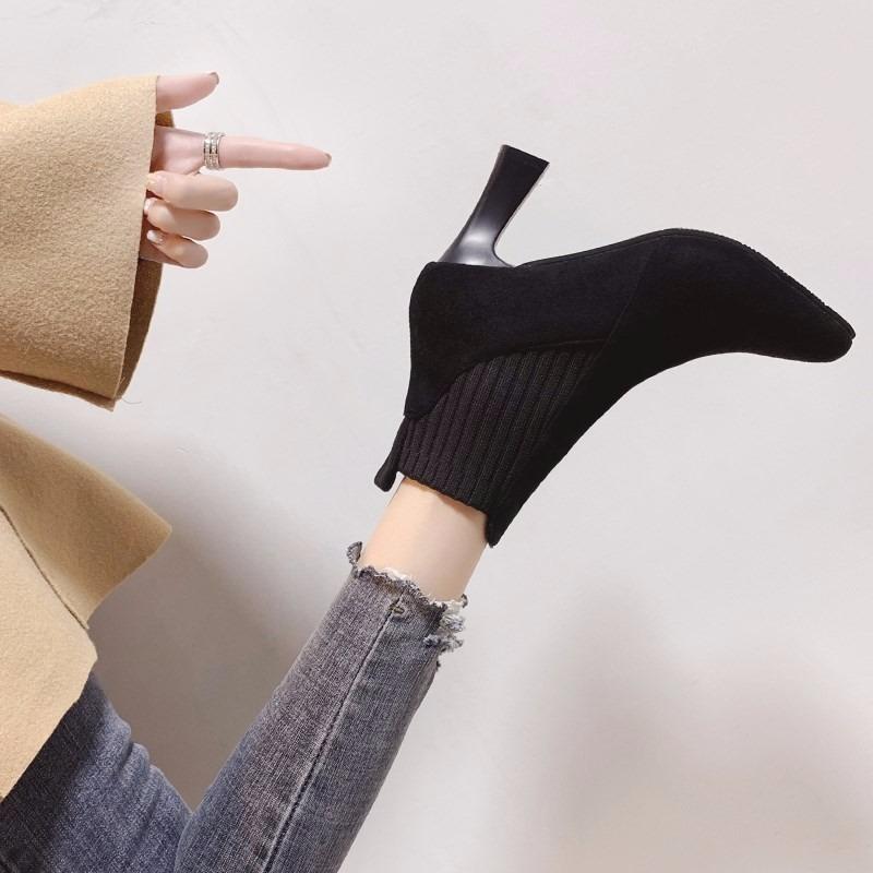 Spring and summer new pointed high-heeled thick-heeled suede fashion casual women's fashion boots