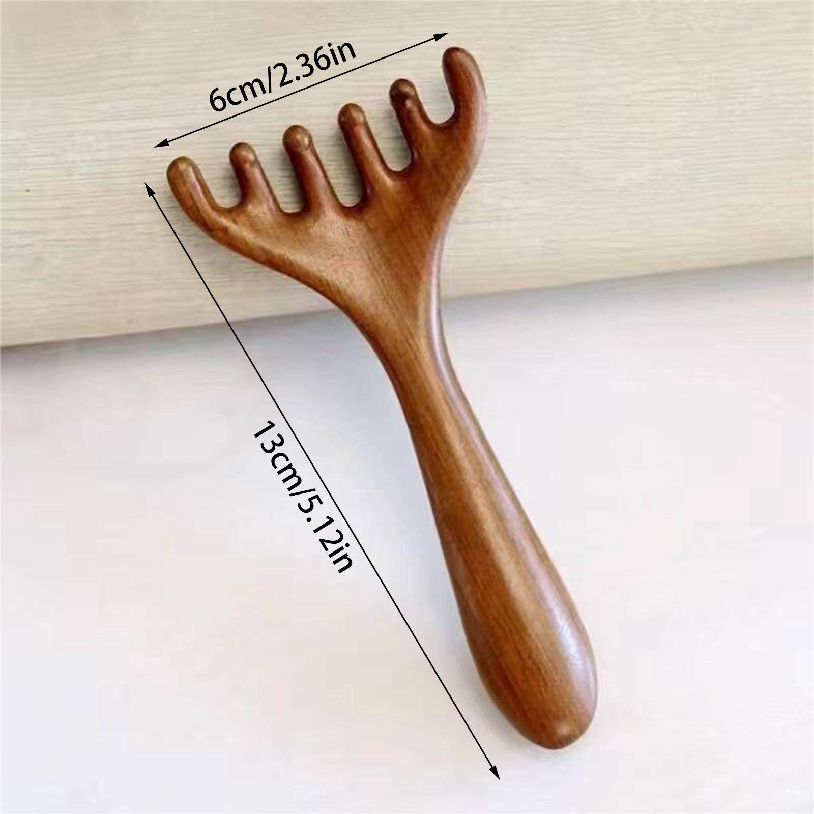 

1 шт., имитация сандалового дерева, шестизубчатая длинная ручка, массажная расческа для тела, многофункциональная, для меридианного массажа, шеи, кожи головы, лица S