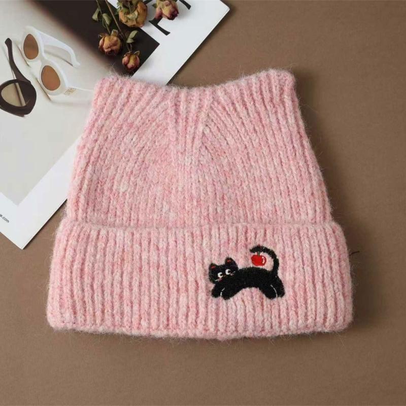 Lovely Cats Ears Hat Women Soft Plush Knitted Hat Trendy Winter Warm Hat for Fall and Winter