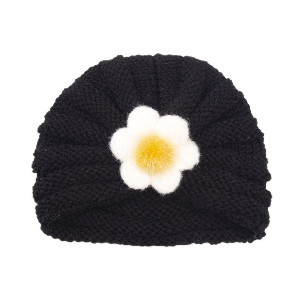 Toddler Outdoor Big Flower Infant Newborn Winter Baby Hat Beanie Cap Knitted Hats Kids Bonnet Hat